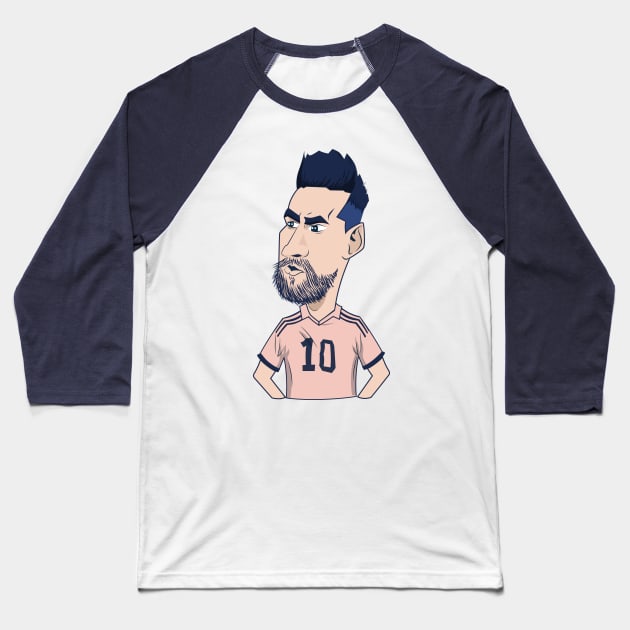 Messi Cartoon-Inter Miami Baseball T-Shirt by HarlinDesign